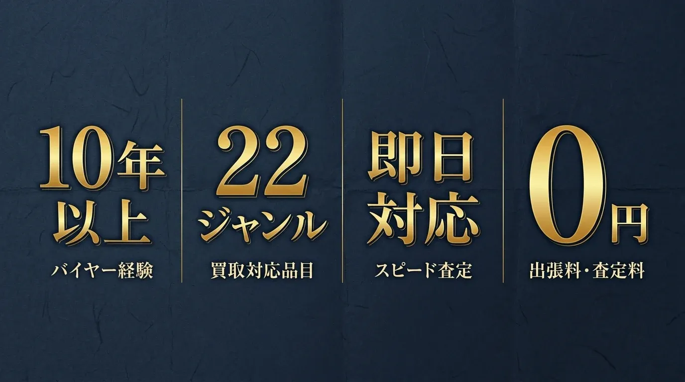バイヤー経験10年以上・22ジャンル対応・即日スピード査定・出張料査定料0円